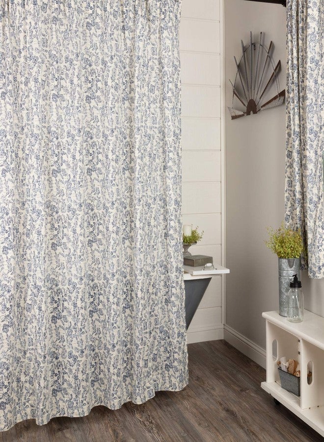 Piper Classics Doylestown Blue Floral Shower Curtain, 72" x 72", Blue & Cream Flower Print, Country Cottage, Vintage Farmhouse Bathroom Décor, Bath Curtain - Image 1