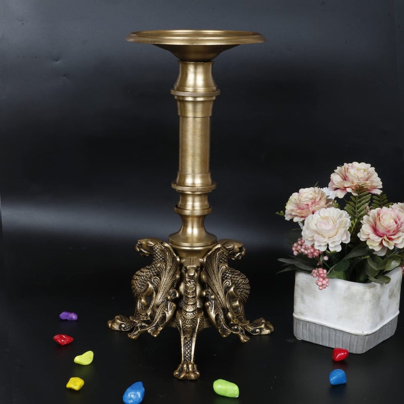 ARTVARKO ARTVARKO Brass Designer Candle Holder for Table Centerpiece Living Room Tibetan Nepali Dragon Tealight Holder Stand 13 Inch 