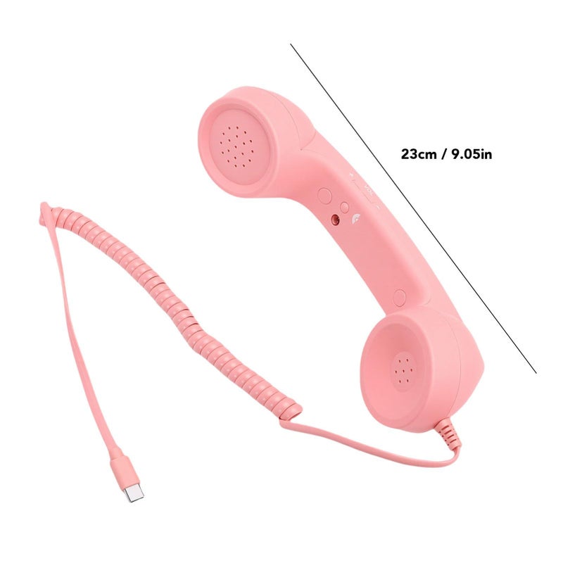 Retro Handset Vintage Type C Wired Plug And Play Telephone Receiver With Speaker For Home Office Desk Pink - Image 3