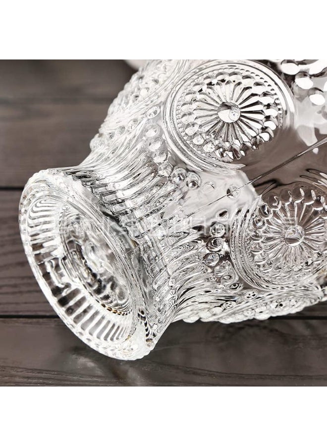 نهر قو 12 كوب قهوة زجاجي باروكي مع صحن، 6 أكواب زجاجية شفافة و6 صحون زجاجية شفافة، 12 قطعة في المجموع، أكواب إسبرسو شفافة بمقابض، أكواب قهوة زجاجية للاتيه والكابتشينو والموكا والشوكولاتة الساخنة والشاي والعصير والمشروبات الساخنة أو المثلجة 210مل - Image 5