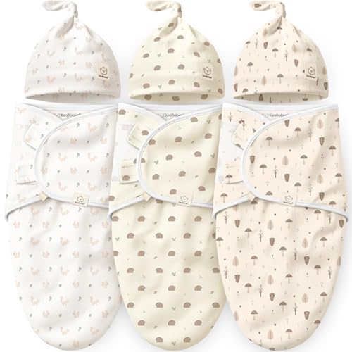 KeaBabies 3Pack Organic Swaddles for Newborns Girls Boys with Hats Soft Cotton Baby Sleep Sacks 03 MonthsBreathable Baby Hats and Swaddles 03 MonthsNewborn Essentials Must HavesNibblesBruce - Image 1