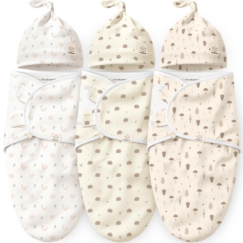 KeaBabies 3Pack Organic Swaddles for Newborns Girls Boys with Hats Soft Cotton Baby Sleep Sacks 03 MonthsBreathable Baby Hats and Swaddles 03 MonthsNewborn Essentials Must HavesNibblesBruce - Image 2