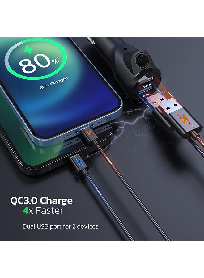 كاست ويف جهاز إرسال إف إم بلوتوث للسيارة، محول بلوتوث لاسلكي للسيارة الإصدار 5.0 بشاشة ملونة كبيرة، لإجراء مكالمات بدون استخدام اليدين، يدعم شحن QC3.0، مشغل موسيقى إم بي 3، معزز صوت جهير وتردد، بطاقة تي إف، منفذ AUX-KM28 - Image 3