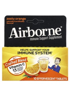 Airborne AirBorne, Immune Support Supplement, Zesty Orange, 10 Effervescent Tablets  - Image 1