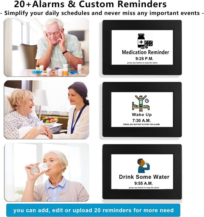 VÃ©faÃ®Ã® 2025 New, Digital Clock with Day Date 1280 * 800P HD, 19 Alarms Custom Reminders, 10 Levels Auto Dimmer Dementia Clock, 8 Display Colors, Auto DST, Remote & Buttons Control Easy for Elderly - Image 4