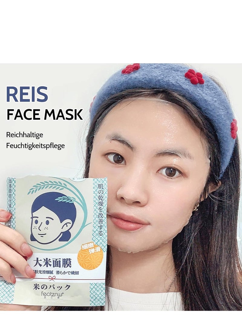 Rice Cloth Masks, Pack of 5, Rice Face Mask, Japanese Skincare Rice Masks, Beauty, Moisturising Face Mask with Centella Asiatica, Soothing Sheet Mask, Nourishing Skin Care - Image 2