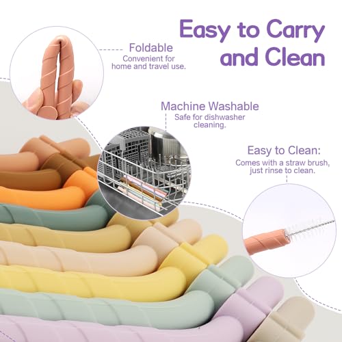 Miniguysa 5Pcs Wide Silicone Straws: Reusable, Bendable, Dishwasher Safe - Includes Brush, Ideal for Smoothies, Kids, Tumblers & Eco Gifts - Image 5