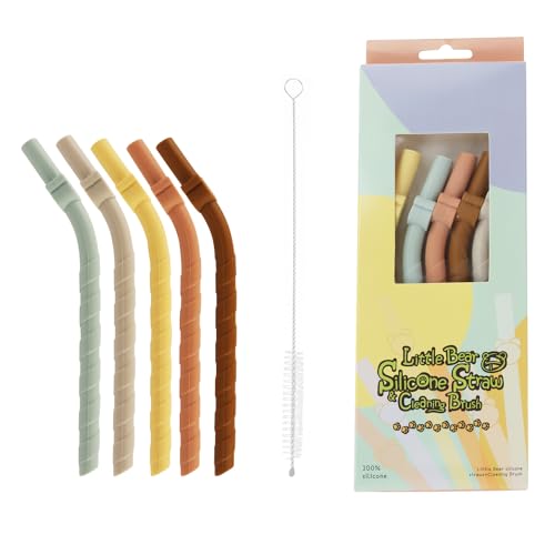 Miniguysa 5Pcs Wide Silicone Straws: Reusable, Bendable, Dishwasher Safe - Includes Brush, Ideal for Smoothies, Kids, Tumblers & Eco Gifts - Image 1