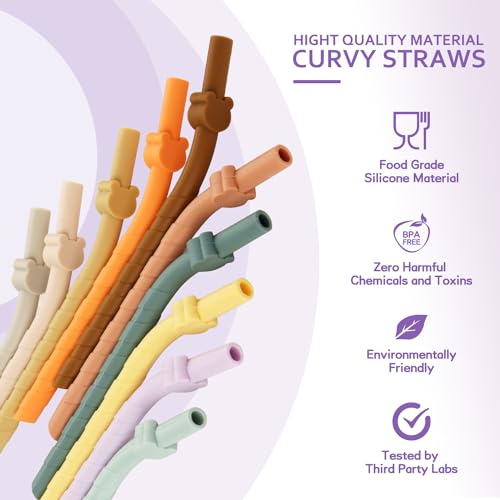 Miniguysa 5Pcs Wide Silicone Straws: Reusable, Bendable, Dishwasher Safe - Includes Brush, Ideal for Smoothies, Kids, Tumblers & Eco Gifts - Image 4
