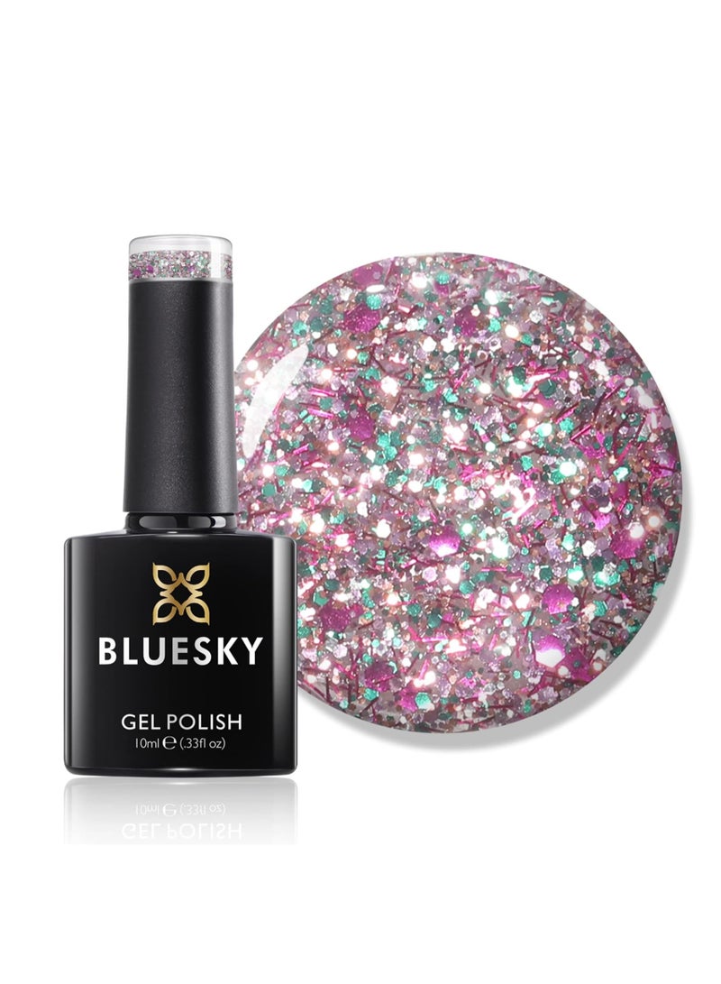 Bluesky Gel Nail Polish Christmas Tree Multi Glitter Gel Polish 10ml Pink Purple Green Silver Requires Drying Under UV LED Lamp - Image 1