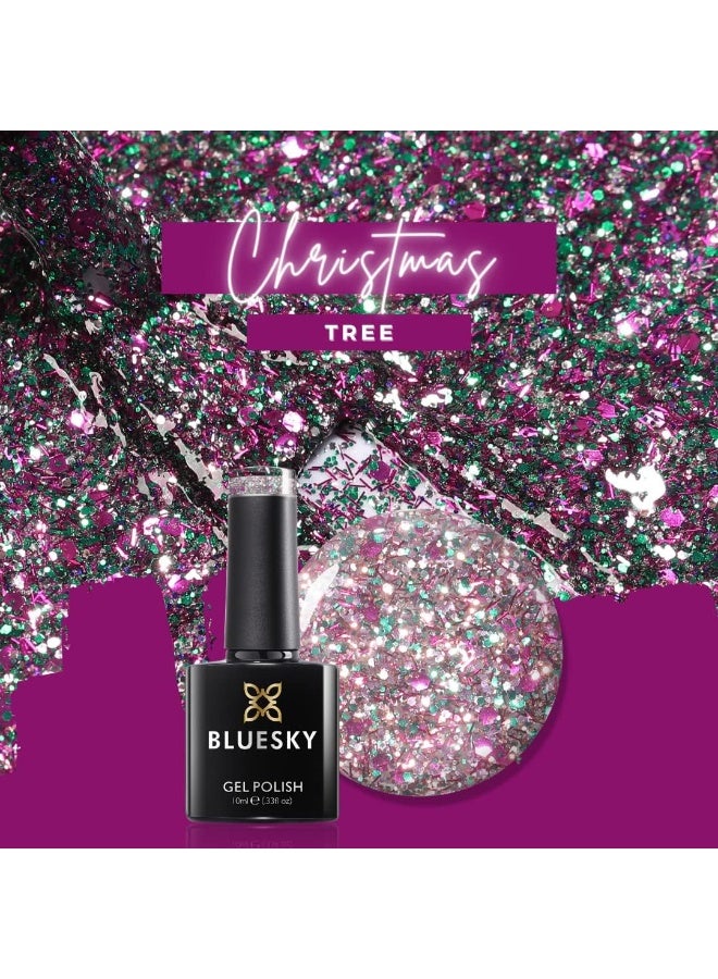 Bluesky Gel Nail Polish Christmas Tree Multi Glitter Gel Polish 10ml Pink Purple Green Silver Requires Drying Under UV LED Lamp - Image 5