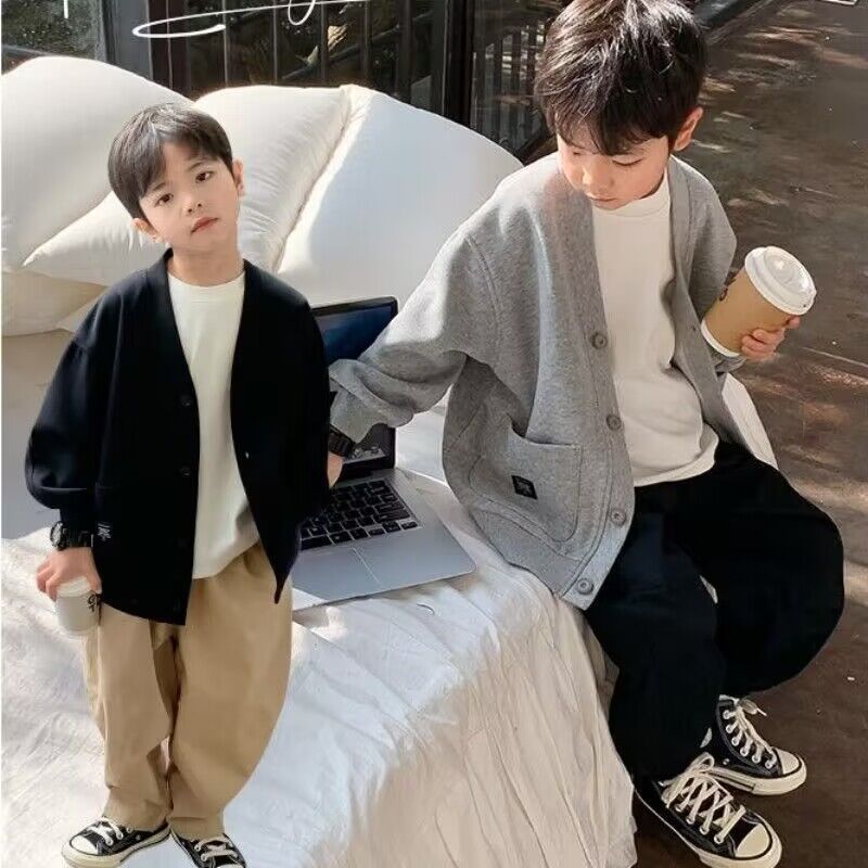 Boys' Coat Children'S Cardigan Korean Style Top Boys' Western Style Academic Style Casual Coat - Image 2