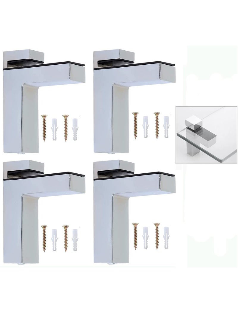 Wood Clamp Glass Shelf Bracket Holder Adjustable Solid Zinc Alloy Support Clip Wall Bracket for 3-36mm Thickness Shelf(4Pcs) - Image 1