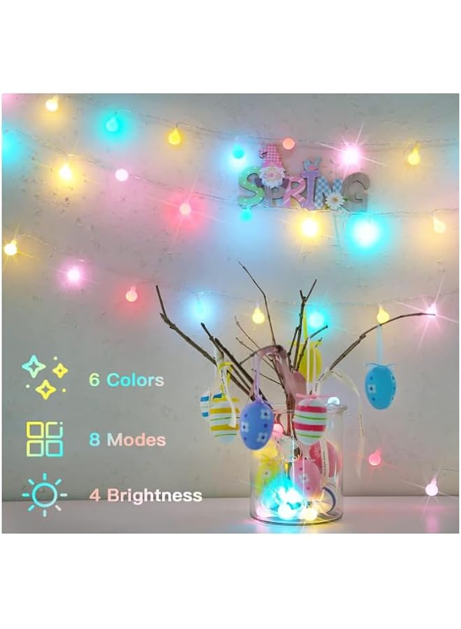 The Bros Globe String Lights Bedroom, Easter Lights Plug in, Indoor String Lights for Classroom, Dorm, Birthday, Backyard, Patio, Garden, Party, Living Room, Spring (80 Leds, 32.8FT) - Image 5