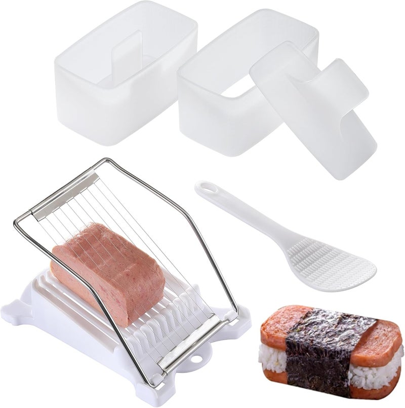 COKUMA 2PCS Spam Musubi Press Mold Kit, Spam Musubi Mold with Meat Spam Slicer and Rice Paddle, Create Authentic Hawaiian Musubi at Home, Great for Personal Use and Hawaii Restaurant - Image 1