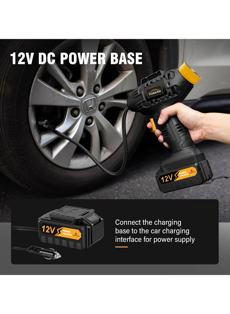 Generic Cordless Tire Inflator Portable Air Compressor, 20V Rechargeable Battery Powered Portable Air Pump with 12V Car Power Adapter Digital Pressure Gauge for Cars Motorcycles Balloons  - Image 2