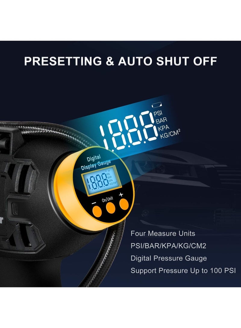 Generic Cordless Tire Inflator Portable Air Compressor, 20V Rechargeable Battery Powered Portable Air Pump with 12V Car Power Adapter Digital Pressure Gauge for Cars Motorcycles Balloons  - Image 3