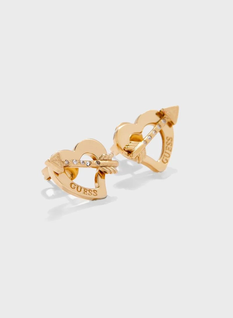 GUESS Heart & Arrow Stud Earrings