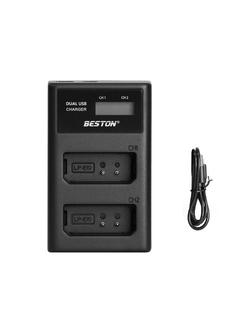 Beston 2 Slot Smart LCD Charger For Canon LP-E10 - Image 2