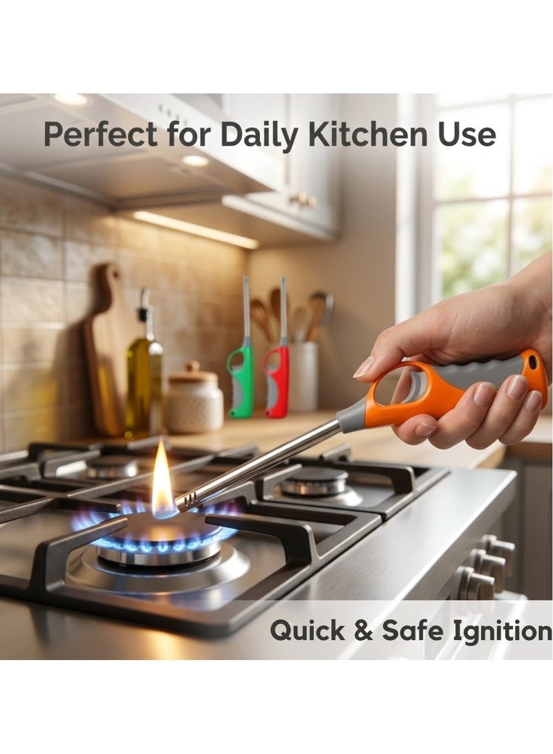 JIHAM Gas Lighter Set Multi Color Kitchen Lighter for Gas Stove Long Handle Gas Igniter Durable Plastic Body Manual Gas Lighter for Cooking BBQ Candle Lighting Household Use - Image 2