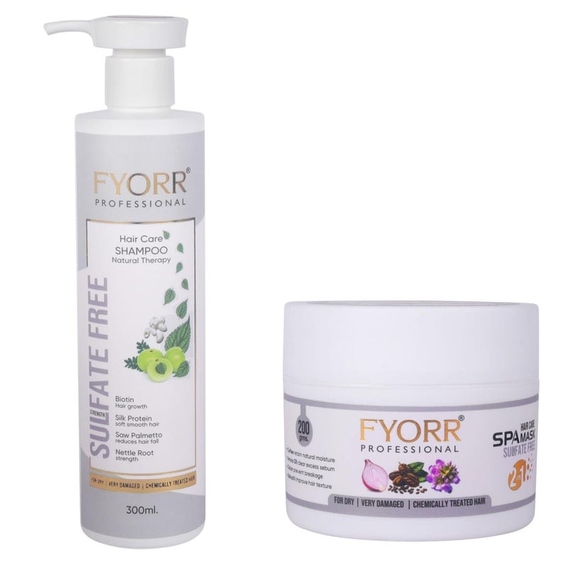 FYORR Biotin Rich Hair Fall Control Shampoo For Smooth Shiney Hair 300ml With Onion Hair Mask Spa Conditioner 200g For Dry Frizzy Damage Chemically Treated Hairs - Image 1