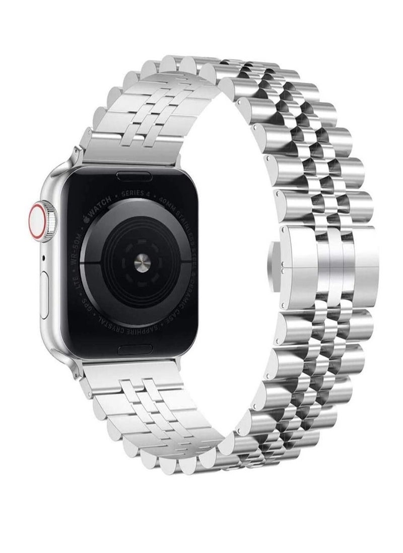 ELTRAZONE - Replacement Band Compatible with Apple Watch 45mm,Stainless Steel Solid Strap Metal Bracelet for Apple Watch Series 7/ - Image 1