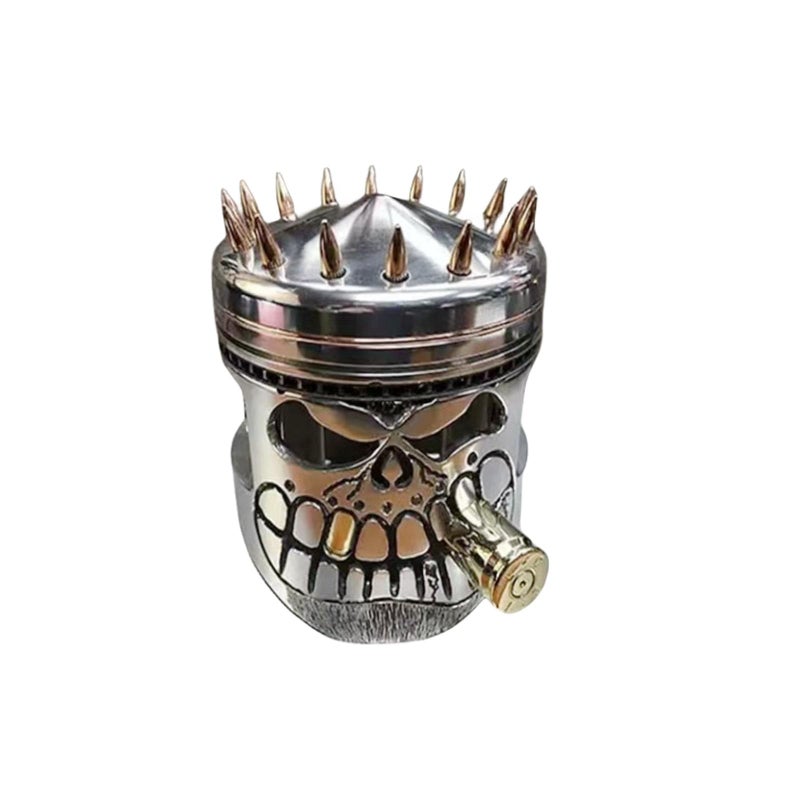 Yurtziru 1Pcs Carved Piston Skull Face Sculpture Skull Face Art Statue Resin Statue Gear Base Car Enthusiast Office Home Decoration (Style 1) - Image 1
