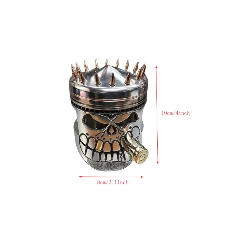 Yurtziru 1Pcs Carved Piston Skull Face Sculpture Skull Face Art Statue Resin Statue Gear Base Car Enthusiast Office Home Decoration (Style 1) - Image 2