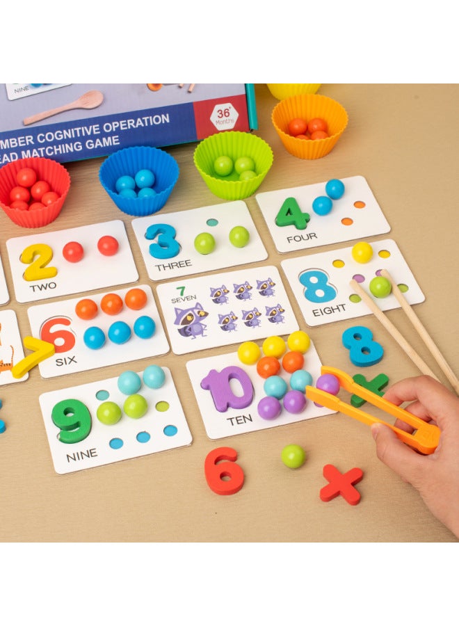 أدوات مونتيسوري للرياضيات، قطع الخرز، التعرف على أرقام الطفل، ألعاب تعليمية للمهارات الحركية الدقيقة لدى الأطفال الصغار - اللون: لعبة الخرز المطابقة الرقمية - Image 3