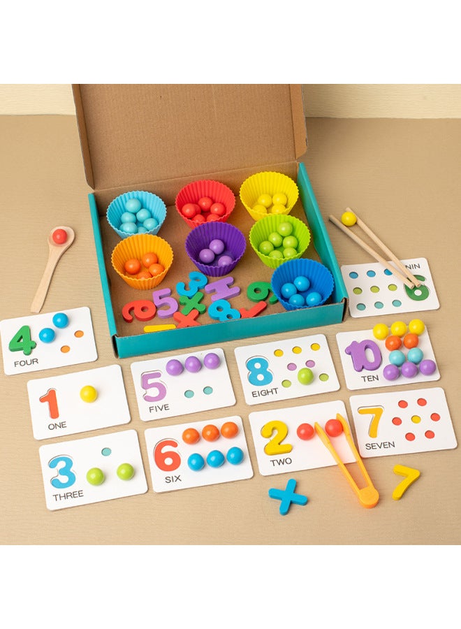 أدوات مونتيسوري للرياضيات، قطع الخرز، التعرف على أرقام الطفل، ألعاب تعليمية للمهارات الحركية الدقيقة لدى الأطفال الصغار - اللون: لعبة الخرز المطابقة الرقمية - Image 4