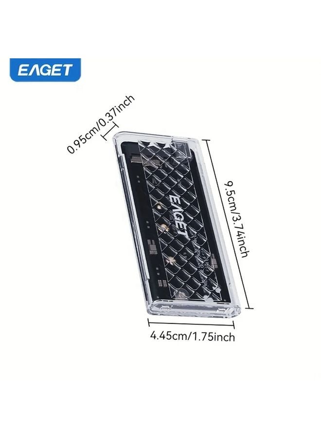 Eaget M2 NVMe SATA SSD Enclosure USB 3 2 Gen 1 External Transparent Tool Free RGB Light - Image 4