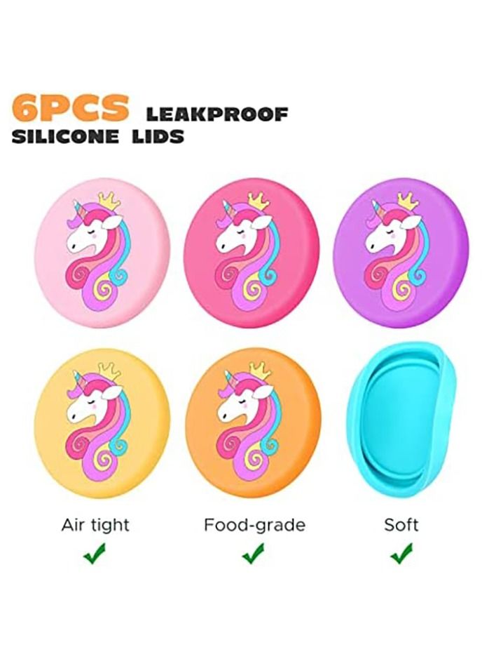 Gonice 6PCS Cute Sauce Dressing Containers for Lunch Box, 1.9oz/55ml Unicorn Small Salad Dressing Container to Go, Stainless Steel Condiment Cups for Dips, Kawaii Kids Mini Bento Box Accessories - Image 2