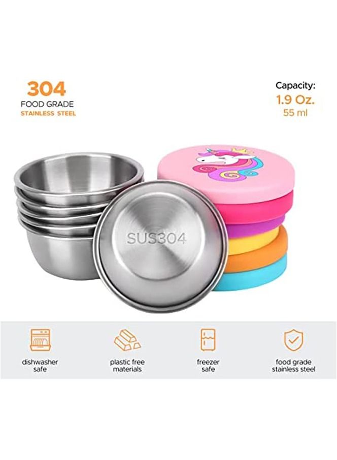 Gonice 6PCS Cute Sauce Dressing Containers for Lunch Box, 1.9oz/55ml Unicorn Small Salad Dressing Container to Go, Stainless Steel Condiment Cups for Dips, Kawaii Kids Mini Bento Box Accessories - Image 3
