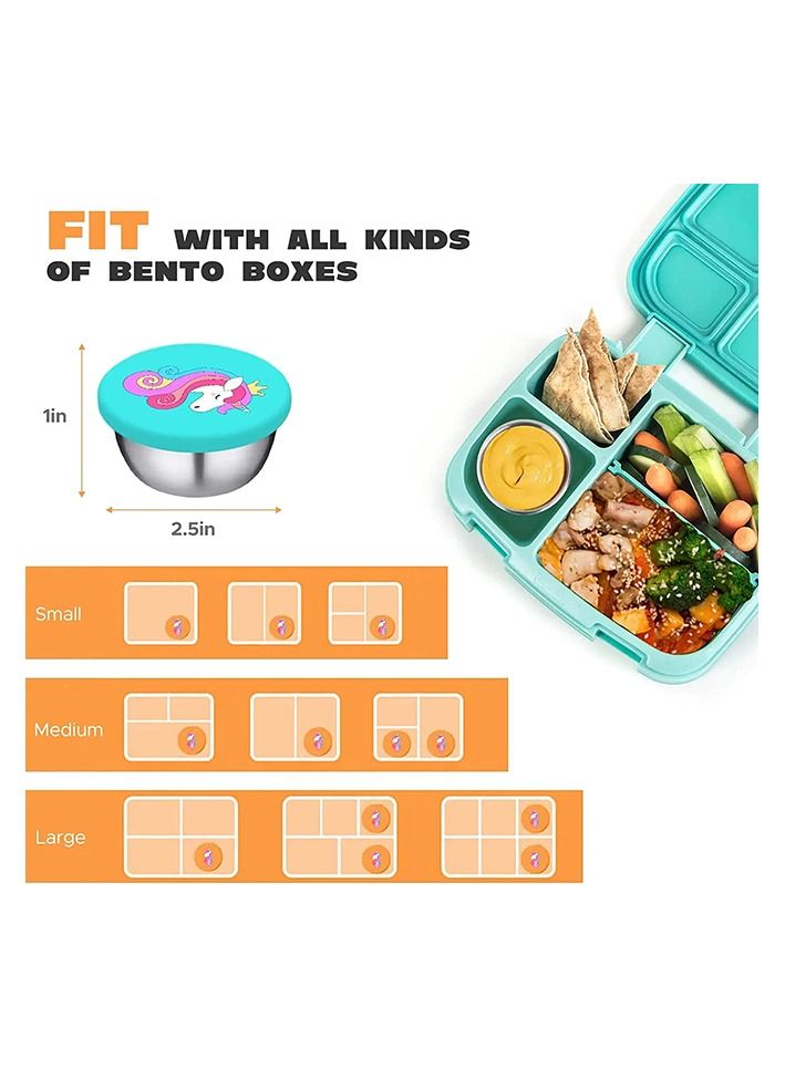 Gonice 6PCS Cute Sauce Dressing Containers for Lunch Box, 1.9oz/55ml Unicorn Small Salad Dressing Container to Go, Stainless Steel Condiment Cups for Dips, Kawaii Kids Mini Bento Box Accessories - Image 5