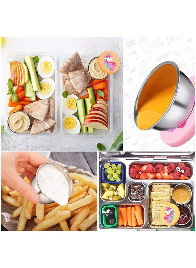 Gonice 6PCS Cute Sauce Dressing Containers for Lunch Box, 1.9oz/55ml Unicorn Small Salad Dressing Container to Go, Stainless Steel Condiment Cups for Dips, Kawaii Kids Mini Bento Box Accessories - Image 4