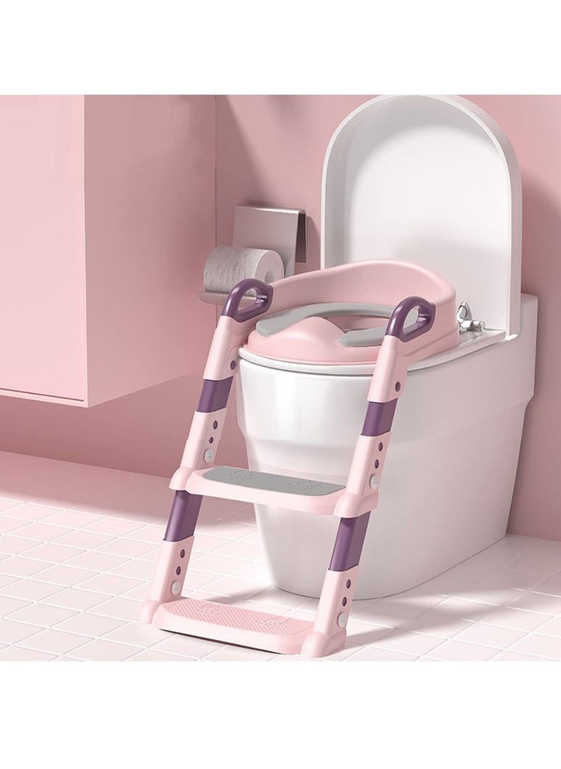 Gonice Potty Training Seat with Step Stool Ladder, Potty Training Toilet for Kids Boys Girls Toddlers-Comfortable Safe Potty Seat with Anti-Slip Pads Ladder (Pink)  - Image 1