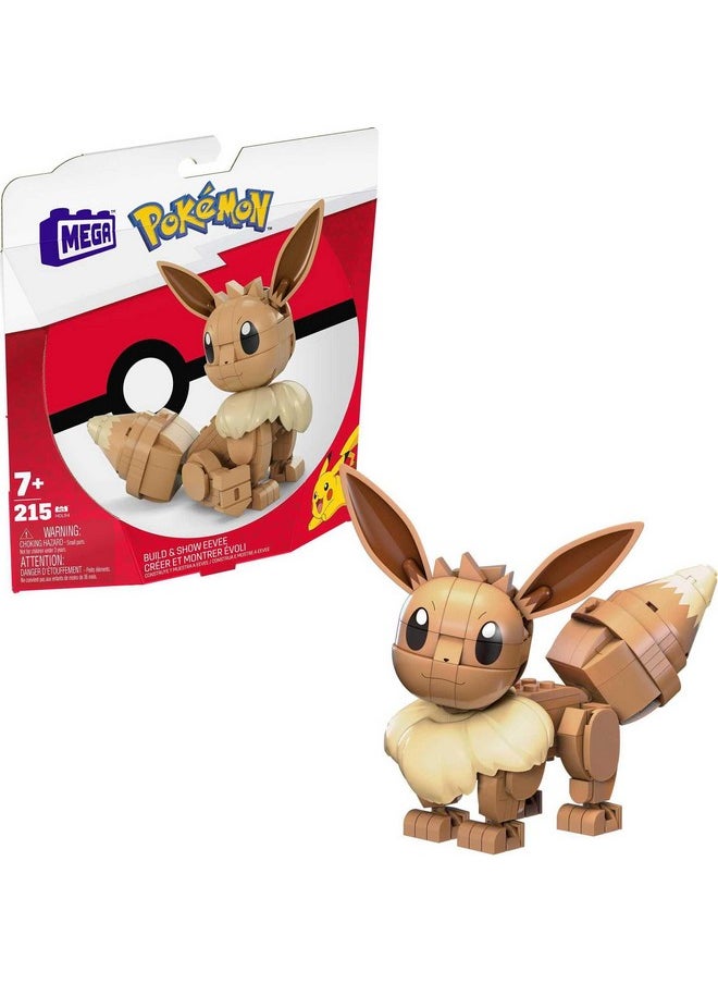 Mega Brands MEGA Pokémon Building Toys Set Build & Show Eevee with 215 Pieces, Articulated and Poseable, 4 Inches Tall, for Kids  - Image 1