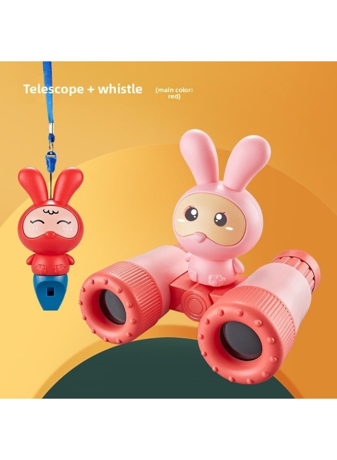 Outdoor Adventure Children's Telescope High-power Mirror Small Portable Binocular Separable Cartoon Whistle 61 Toy-Colors:Telescope-Red [Cartoon Whistle]]  - Image 1