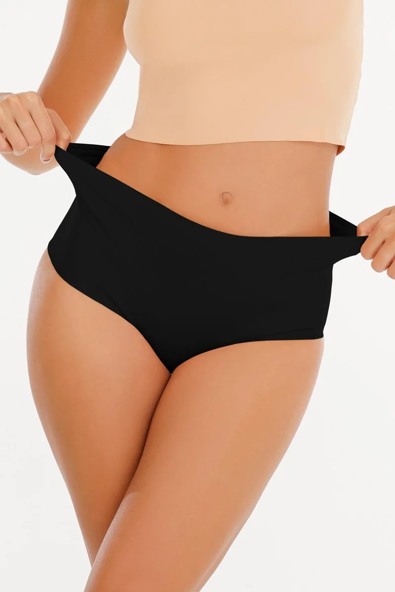 Sensu Women's High Waist Laser Cut (Elastic Waist) 5-Piece Panties Set - KTS2035- 5 BLACK