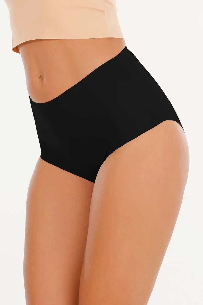 Sensu Women's High Waist Laser Cut (Elastic Waist) 5-Piece Panties Set - KTS2035- 5 BLACK