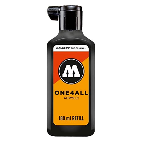 Molotow ONE4ALL Acrylic Paint Refill ONE4ALL Paint Marker, Signal Black, 180ml Bottle, 1 Each (692.180), 6.08 Fl Oz (Pack of 1) - Image 1