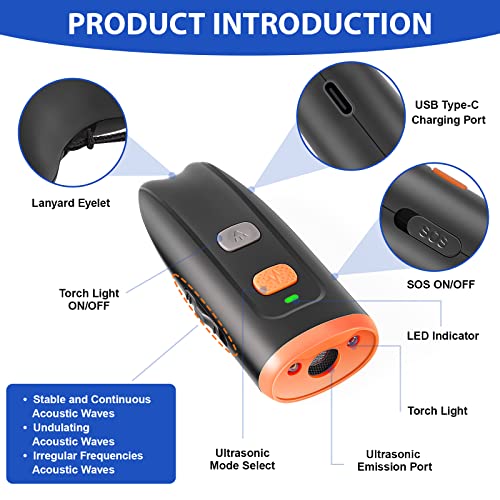 Svtrat Ultrasonic Dog Barking Control Device, Anti Barking Device Dog Barking Silencer with LED Light, 3 Training Modes Bark Deterrent Devices 20ft Range Dog Training & Behavior Aids w/SOS - Image 2