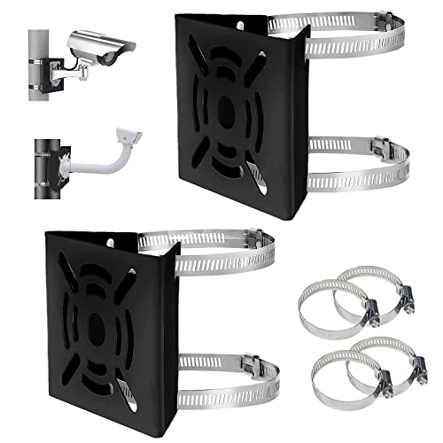 JiFangYuan Universal Vertical Pole Mount Adapter Bracket for CCTV Security Camera PTZ Dome Vertical Pole Mounting Bracket Black with 4 Loops - Image 1
