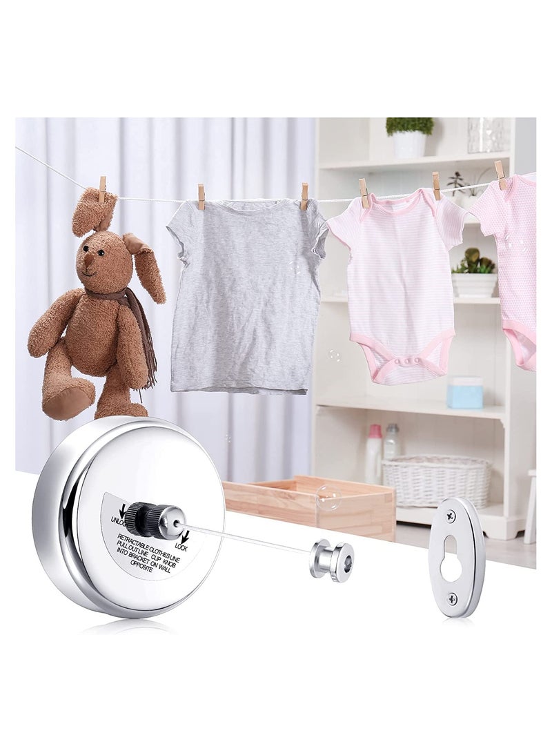Retractable Clothesline,Indoor Outdoor Wall Mounted Clothes Dryer Rope Clothing Retracting Adjustable Stainless Steel Line, 13.8 Feet - Image 4