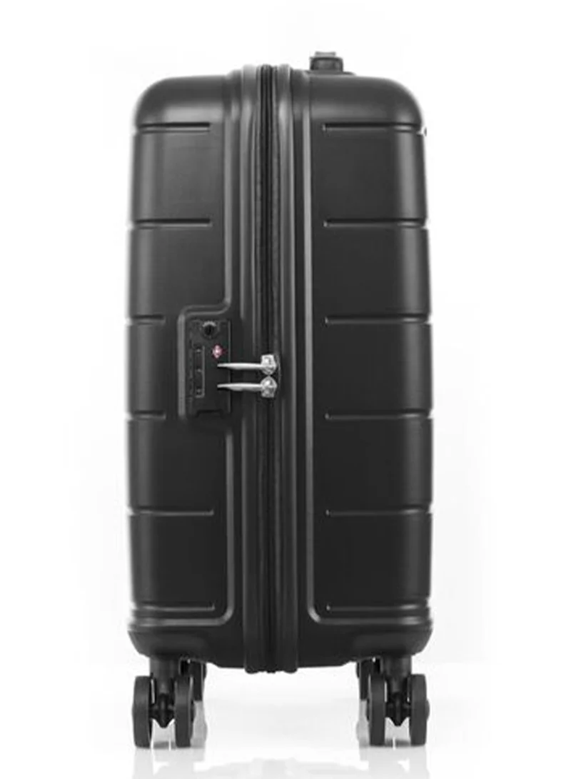 AMERICAN TOURISTER  American Tourister Hundo Suitcase, Cabin Size 55 cm / 20 inch, 4 Spinner Wheels, Hard Top, Polypropylene, Black|DuoSaf™ Security Zipper|Spacious Interior|Lightweight|TSA Combination Lock - 3 Years International Warranty  | Best Price UAE