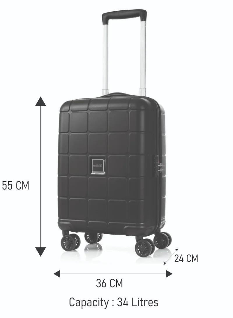 AMERICAN TOURISTER  American Tourister Hundo Suitcase, Cabin Size 55 cm / 20 inch, 4 Spinner Wheels, Hard Top, Polypropylene, Black|DuoSaf™ Security Zipper|Spacious Interior|Lightweight|TSA Combination Lock - 3 Years International Warranty  | Best Price UAE