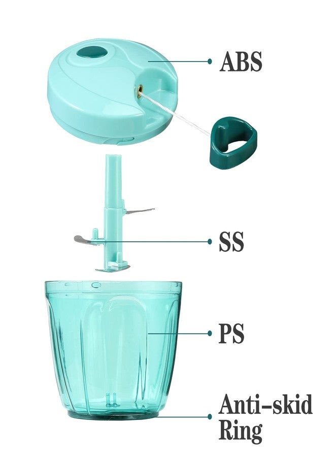 Cambom Manual Food Chopper Vegetable Cutter, Hand String Vegetable Chopper Onions Cutter for Vegetable Fruits Nuts BPA Free Food Safe Material, 650ml Blue - Image 5