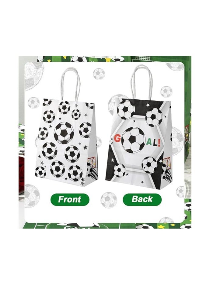 Zikra 12pcs Soccer Party Favor Paper Bags, Football Themed Party Bags with Handles Soccer Goodie Bags Treat Candy Bags for Kids Adults Soccer Party Supplies - Image 3