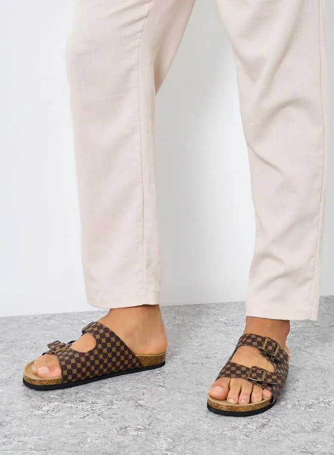 Take Two Buckle Detail Slip-On Sandals
