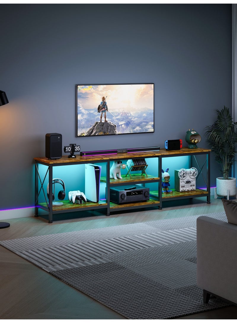 Visionnaire Modern Wood-like color  TV Stand Console Table with 3-Tier Storage Shelf,  180*40*60cm TV Table, Up To 70 Inch Sturdy Entertainment Center for Living Room And Bedroom - Image 3
